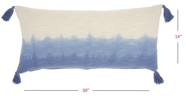 Blue Ombre Tasseled Lumbar Pillow - Image 5