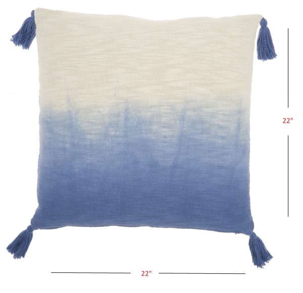 Blue Ombre Tasseled Throw Pillow - Image 5