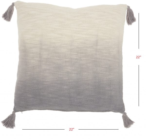Gray Ombre Tasseled Throw Pillow - Image 5