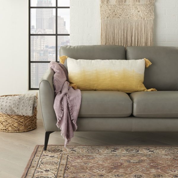 Yellow Ombre Tasseled Lumbar Pillow - Image 3