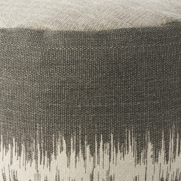 20"  Dark Grey Abstract Round Pouf Ottoman - Image 3