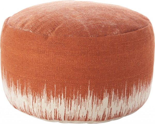 20" Terra Cotta and Abstract Round Pouf Ottoman - Image 2
