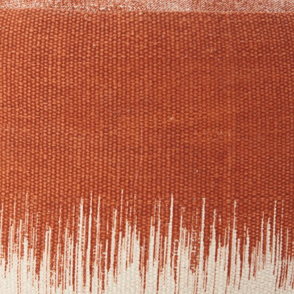 20" Terra Cotta and Abstract Round Pouf Ottoman - Image 4