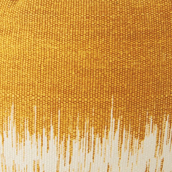 20"  Rustic Yellow Abstract Round Pouf Ottoman - Image 4