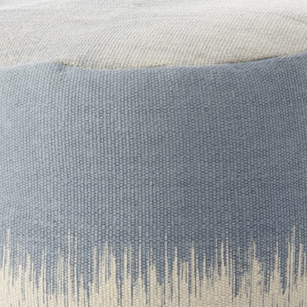 20"  Blue Abstract Round Pouf Ottoman - Image 3