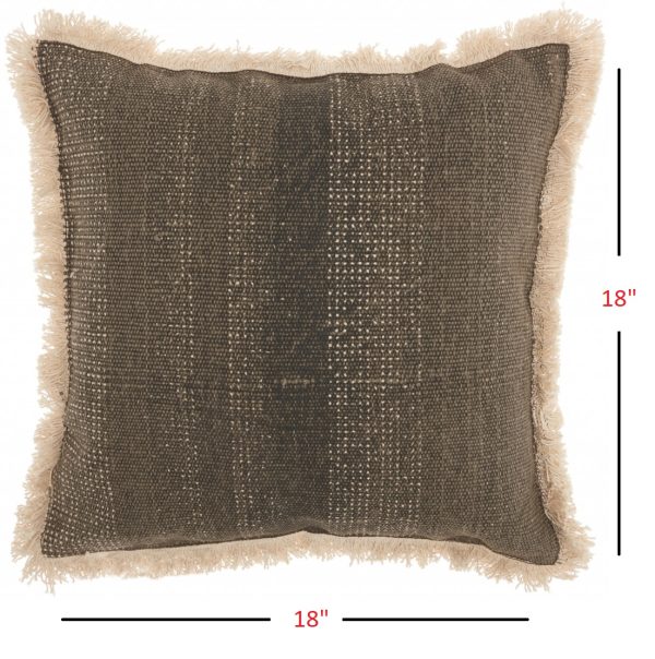 Textured Cotton Charcoal Accent Throw Pillow - Image 3