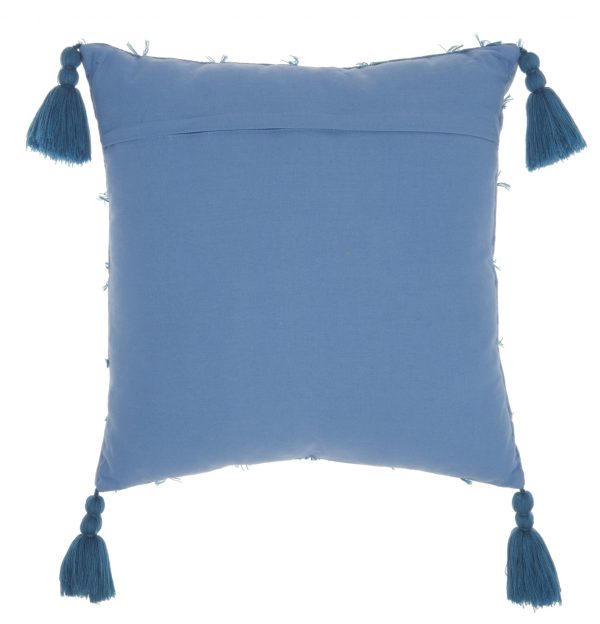 Blue Thread Detailed Throw Pillow - Image 2
