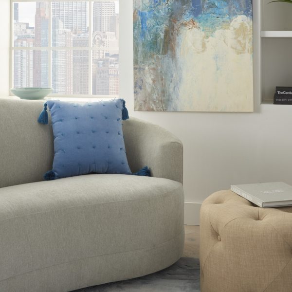Blue Thread Detailed Throw Pillow - Image 3