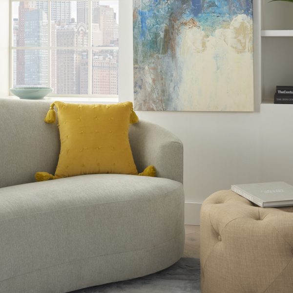 Yellow Thread Detailed Throw Pillow - Image 3