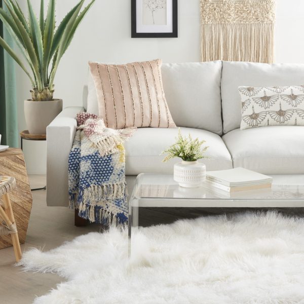 Glam Blush Pink and Gold Beaded Accent Throw Pillow - Image 3