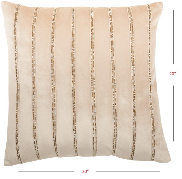 Glam Blush Pink and Gold Beaded Accent Throw Pillow - Image 5
