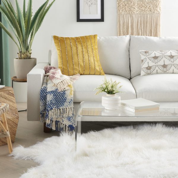 Glam Gold and Gold Accent Throw Pillow with Beaded Details - Image 3