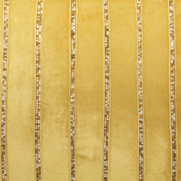 Glam Gold and Gold Accent Throw Pillow with Beaded Details - Image 4