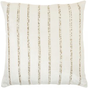 Glam Ivory and Gold Accent Throw Pillow with Beaded Details