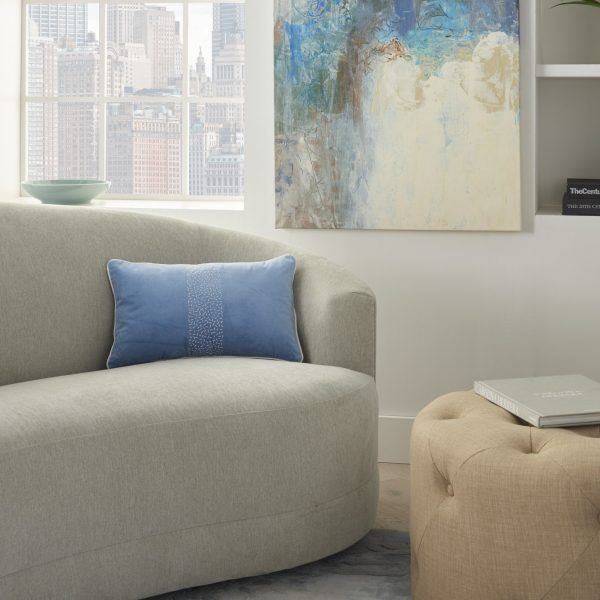 Blue Lumbar Pillow with Center Pattern - Image 3