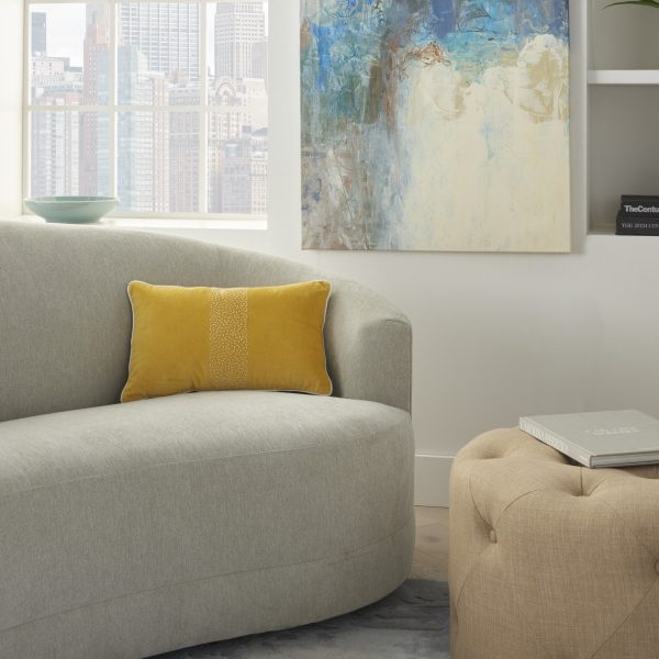 Yellow Lumbar Pillow with Center Pattern - Image 3