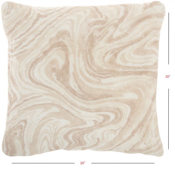 Cream Marble Patterned Throw Pillow - Image 5