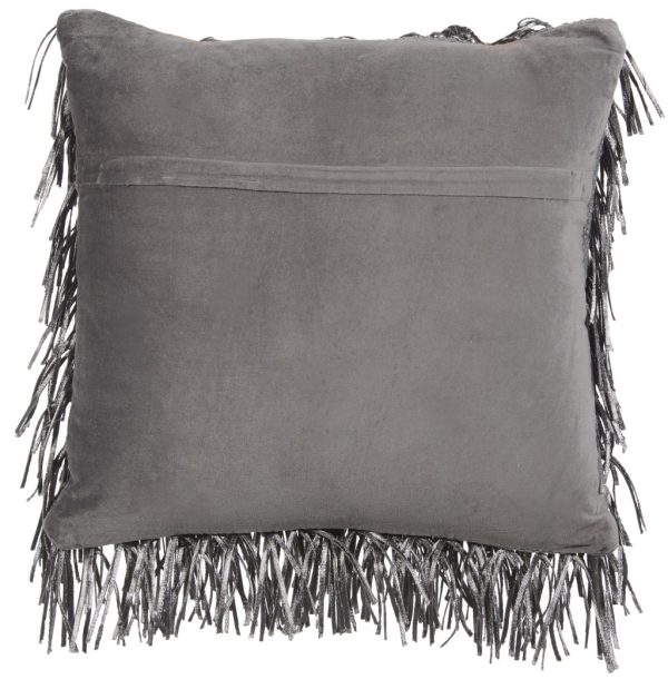 Unique Pewter Grey Shag Accent Pillow - Image 2