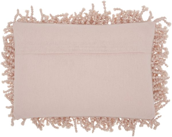Pale Pink Shaggy Beads Lumbar Throw Pillow - Image 2