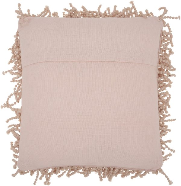 20" Pale PInk Shaggy Beads Square Throw Pillow - Image 2