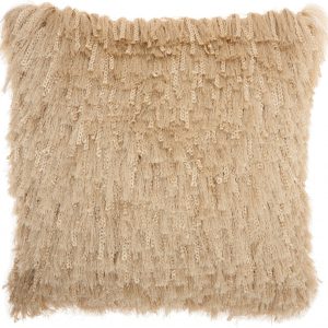 Soft Beige Shag Accent Pillow