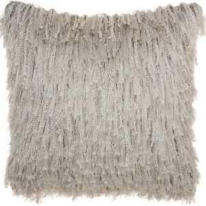 Soft Light Grey Shag Accent Pillow