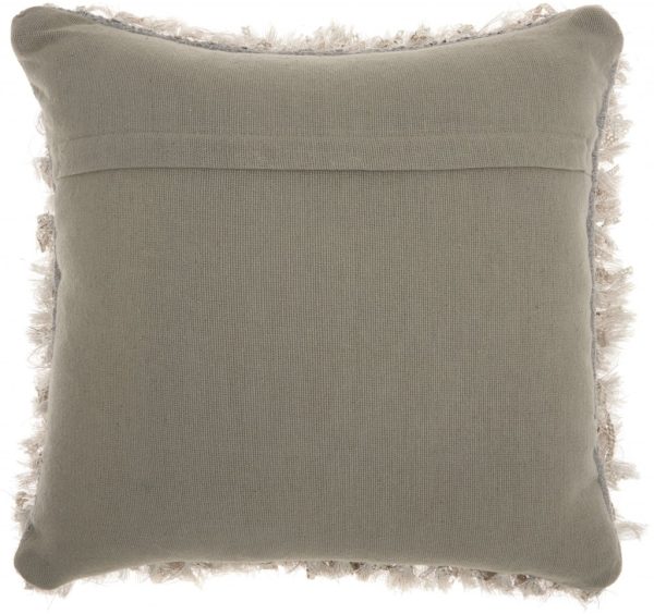 Soft Light Grey Shag Accent Pillow - Image 2