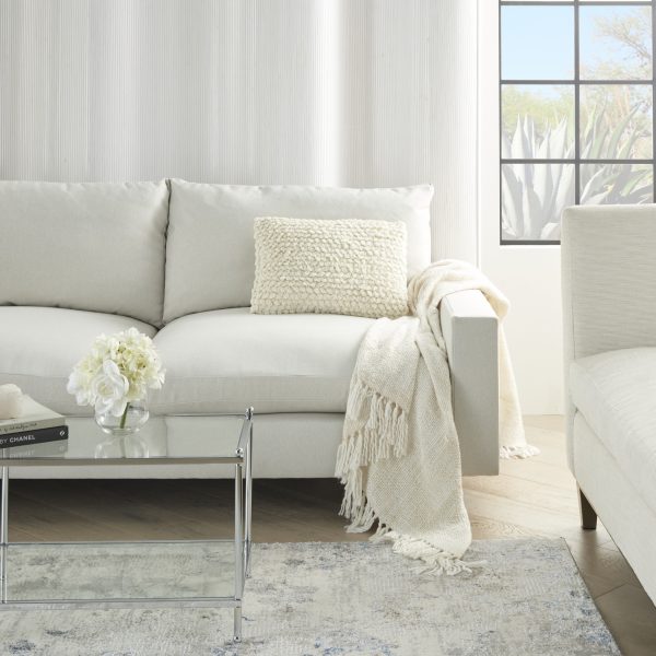 Off White Knotted Detail Lumbar Pillow - Image 3