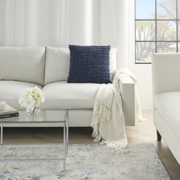 Dark Blue Knotted Detail Throw Pillow - Image 3