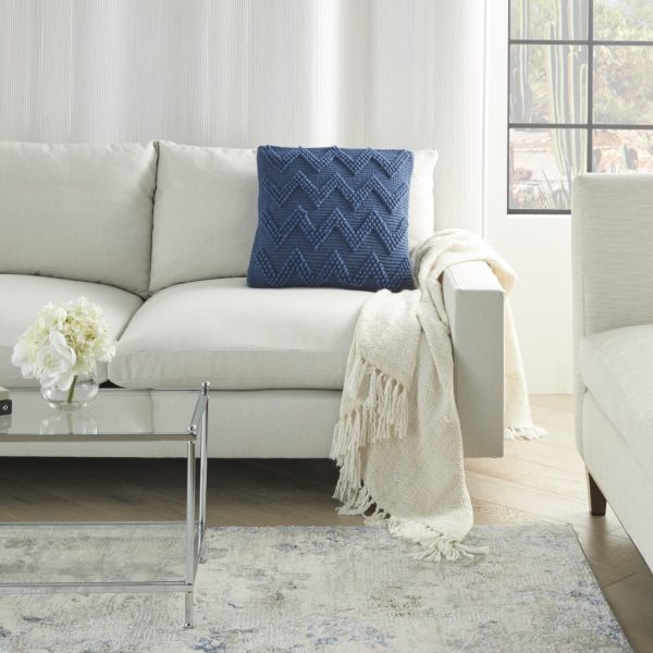 Boho Indigo Textural Chevron Throw Pillow - Image 3