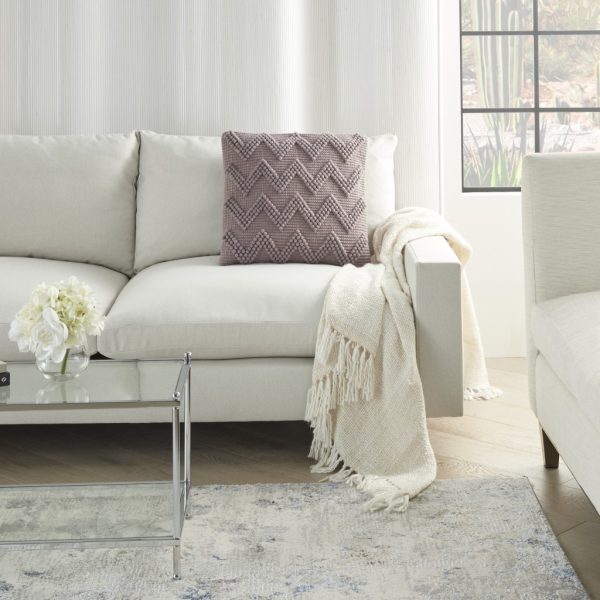 Boho Pale Purple Textural Chevron Throw Pillow - Image 3