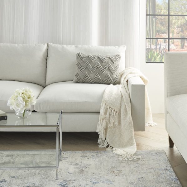 Light Gray Chevron Detail Lumbar Pillow - Image 3