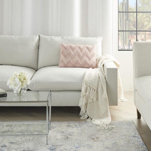 Tea Pink Chevron Detail Lumbar Pillow - Image 3