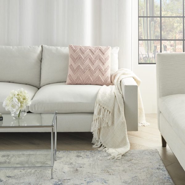 Boho Mauve Rose Textural Chevron Throw Pillow - Image 3