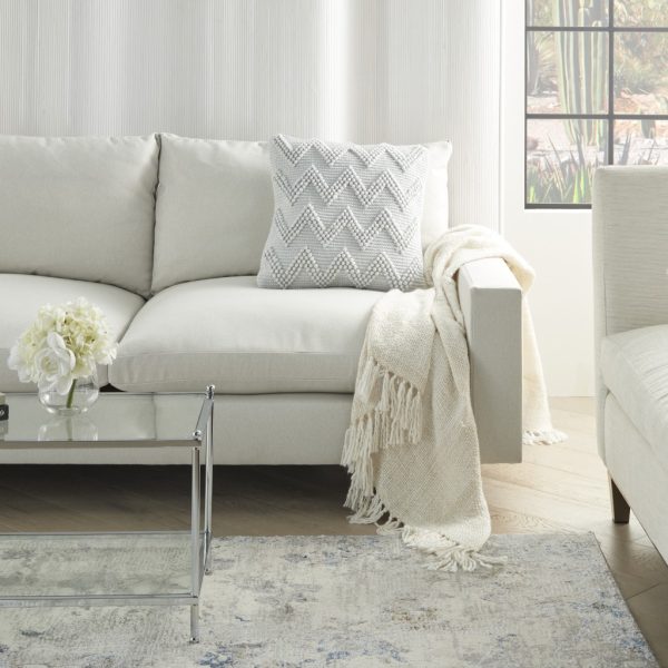 Pale Blue Chevron Detail Throw Pillow - Image 3