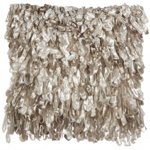 Shiny Taupe Shaggy Throw Pillow