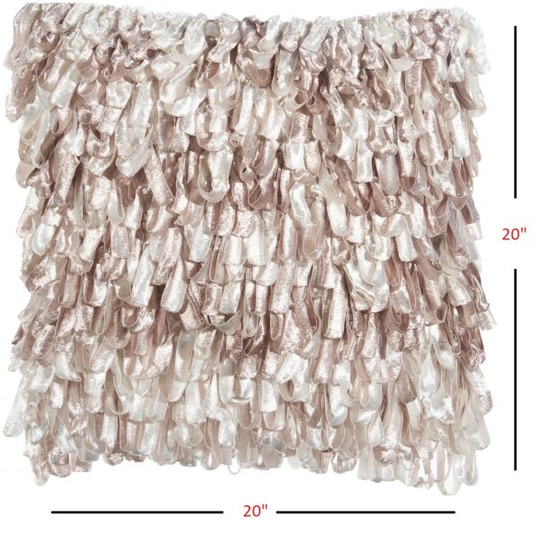 Shiny Rose Pink Shaggy Throw Pillow - Image 5