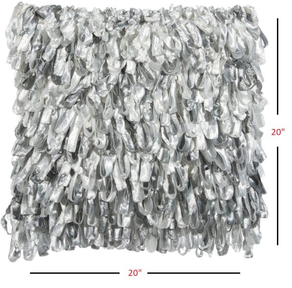 Shiny Gray Shaggy Throw Pillow - Image 5
