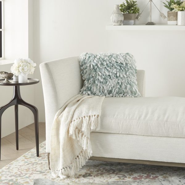 Shiny Light Blue Shaggy Throw Pillow - Image 3