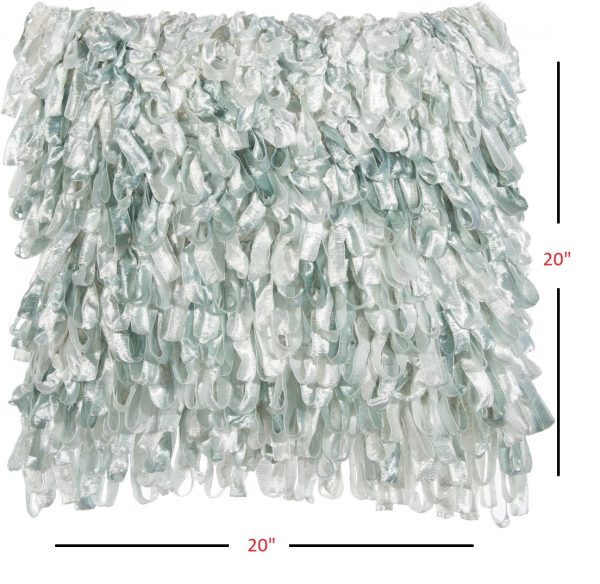Shiny Light Blue Shaggy Throw Pillow - Image 5