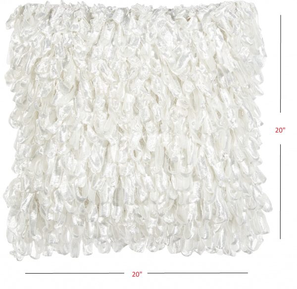 Shiny White Shaggy Throw Pillow - Image 5