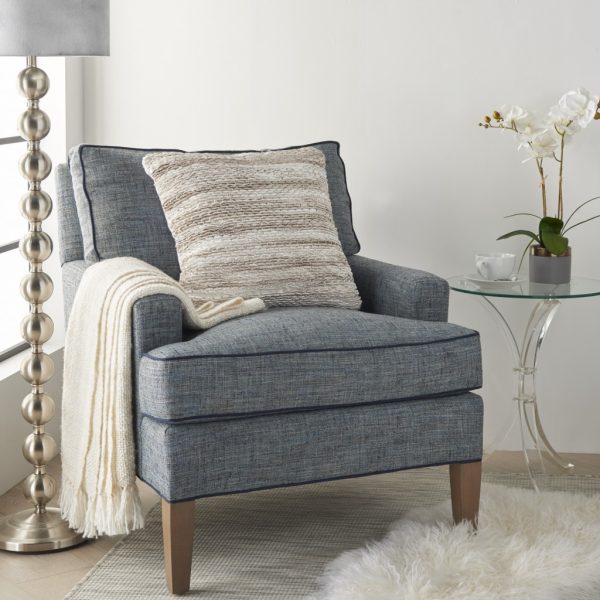 Petite Taupe and White Striped Throw Pillow - Image 3