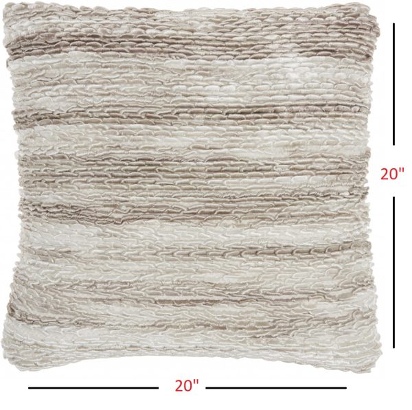 Petite Taupe and White Striped Throw Pillow - Image 5
