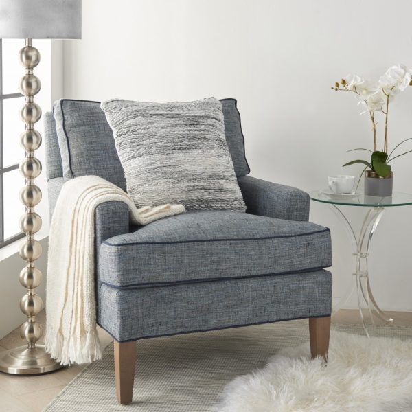 Petite Gray and White Striped Throw Pillow - Image 3