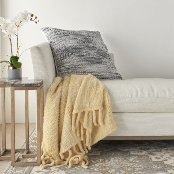 Gray and White Striped Throw Pillow - Image 3