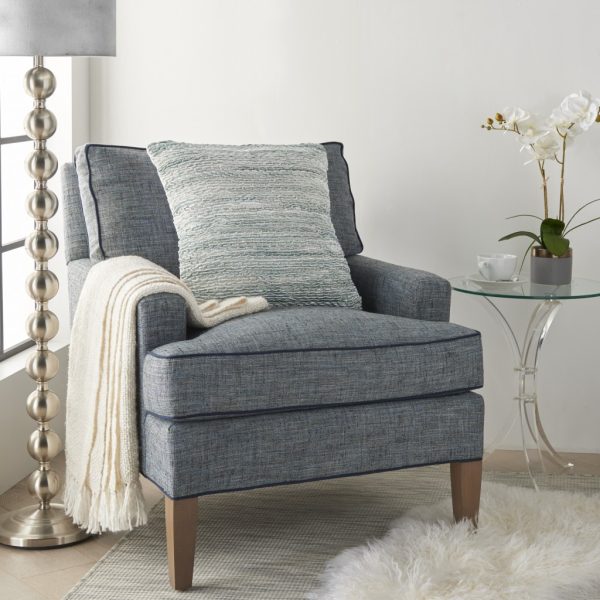 Petite Teal and White Striped Throw Pillow - Image 3