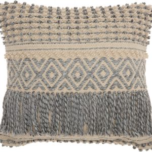 Bohemian Blue Macrame Throw Pillow