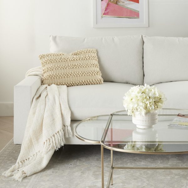 Cream Pom-Pom Detailed Lumbar Pillow - Image 3