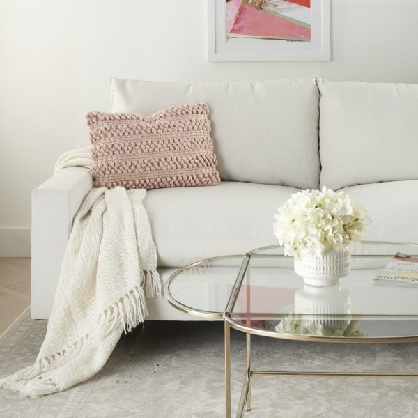 Rose Pink Pom-Pom Detailed Lumbar Pillow - Image 3