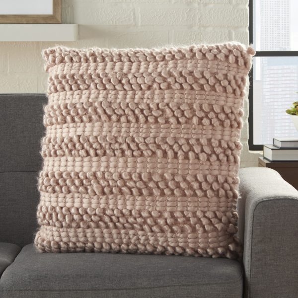 XL Rose Pink Pom-Pom Detailed Throw Pillow - Image 3